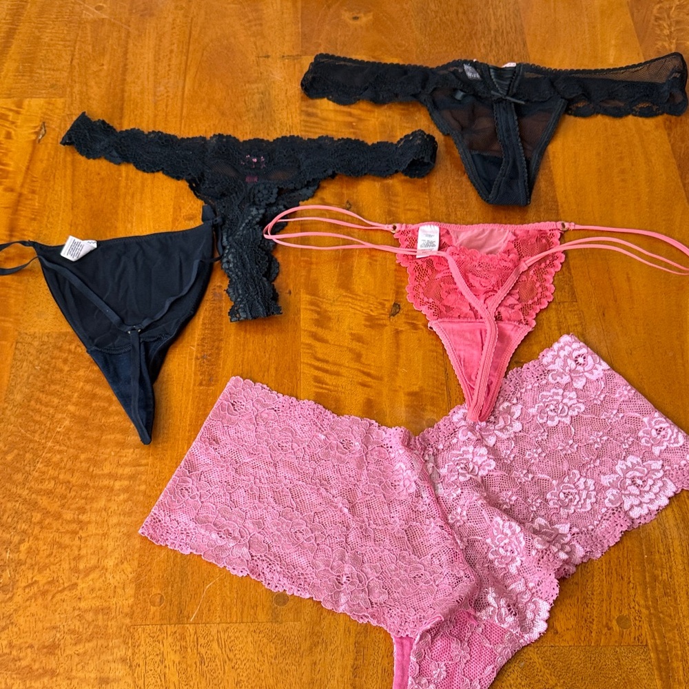 Victoria's Secret Lace Panty Mix in Pink & Black - Picture 2 of 3